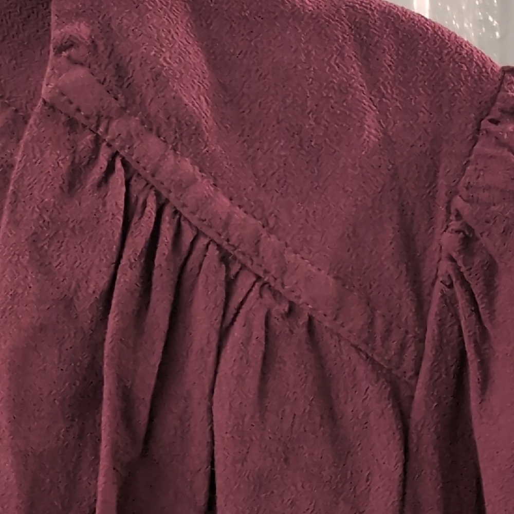 Free People Red Long Sleeve Relaxed V-Neck Blouse - Picture 8 of 8